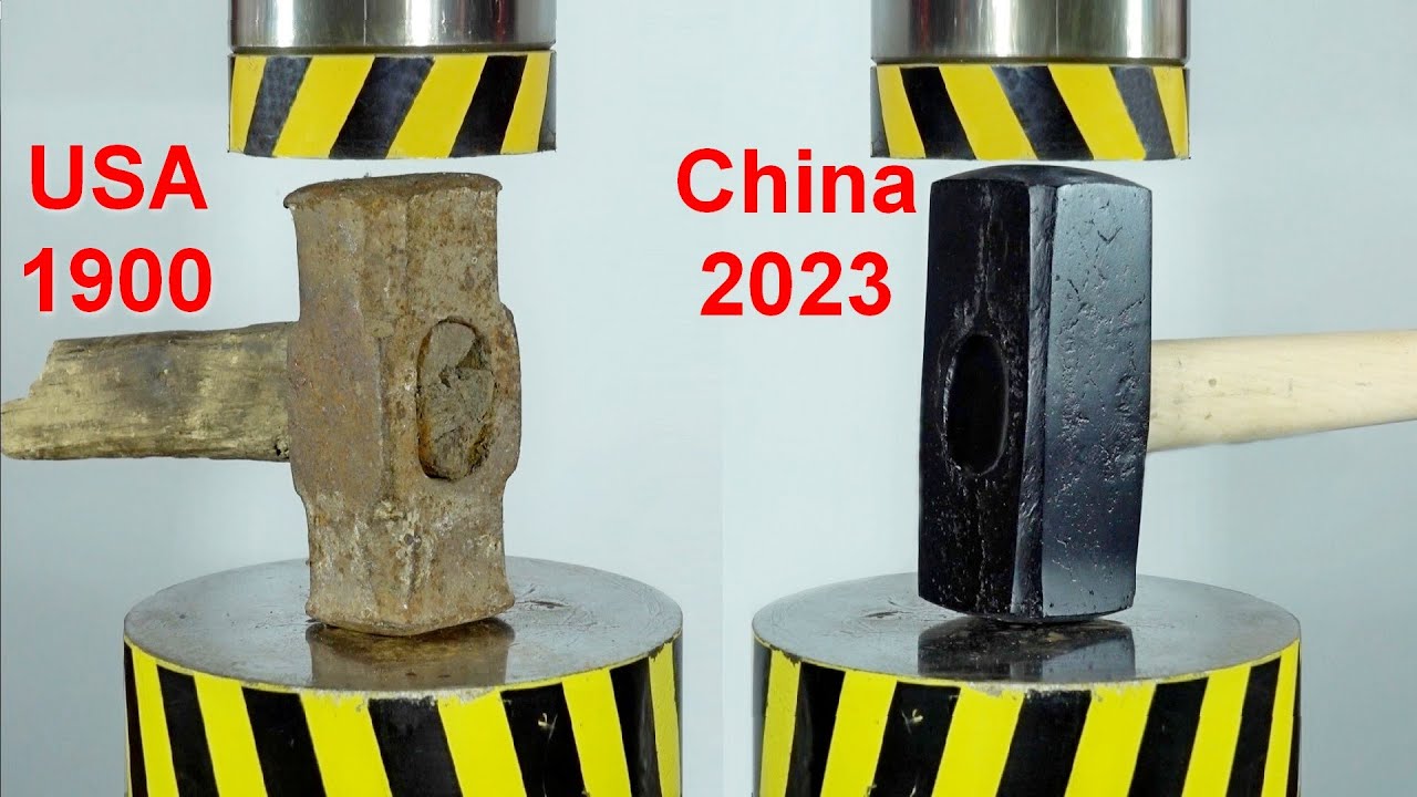 Vintage USA vs New China: Which Sledgehammer Will Survive A Giant Hydraulic Press!