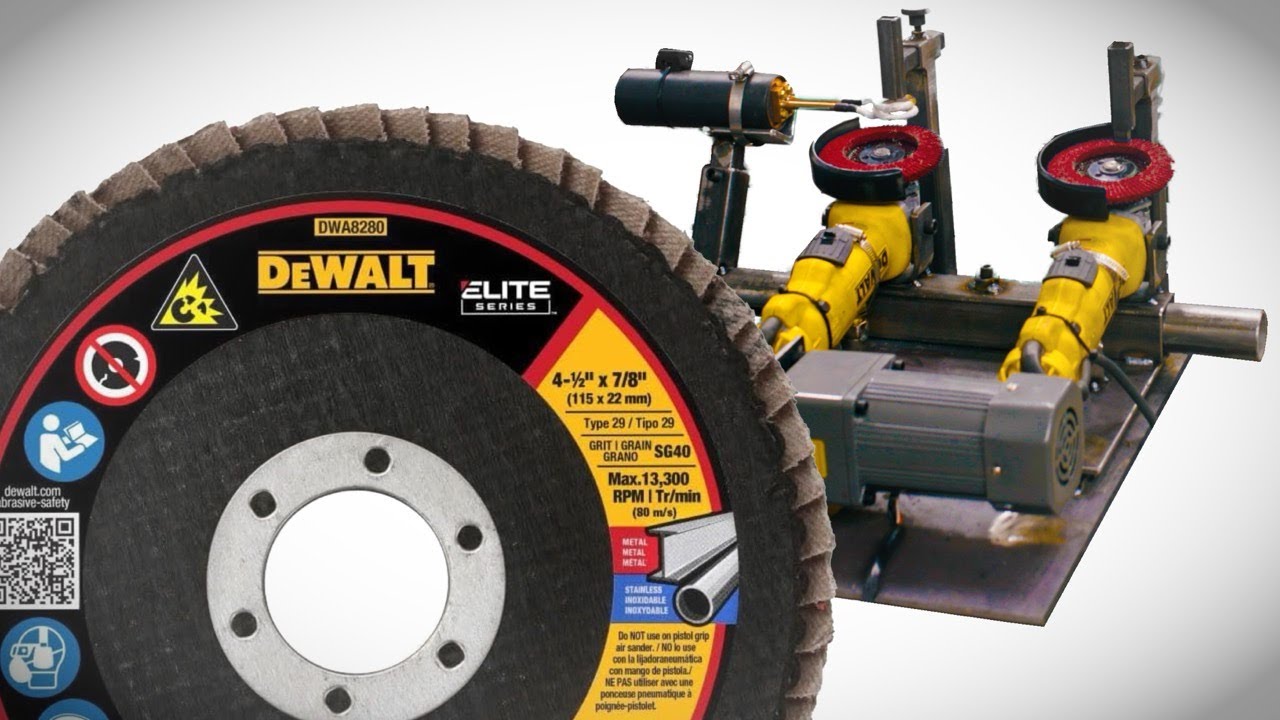 Ultimate Flap Disc Test: Weiler Tiger X And DeWalt Elite Face The Extreme Grinder Test Rig To See Which One Survives Best In Round 10.