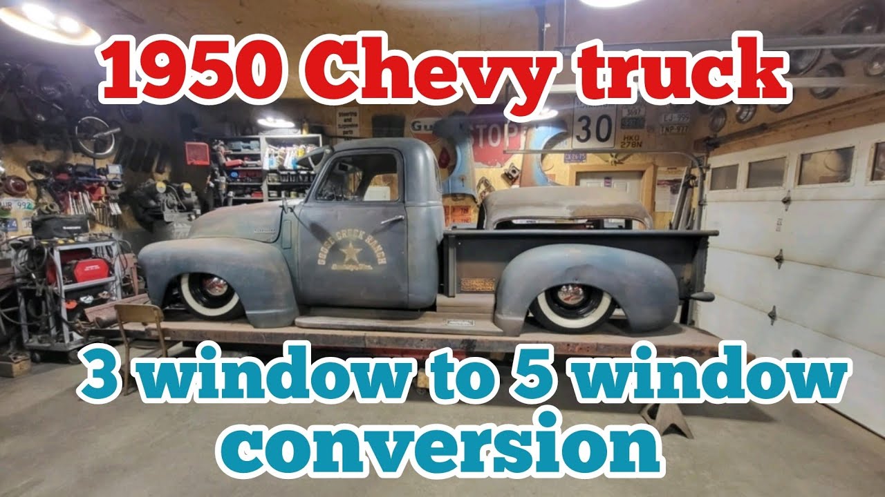 Fitzee Has A 1950 Chevy Truck In The Shop And Is Going To Show Us A 3 Window to 5 Window Conversion