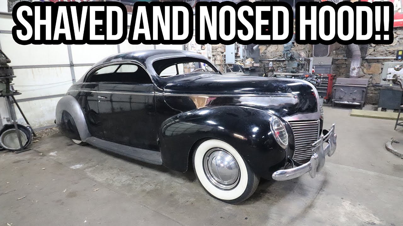 The Mangled Mercury Project: Part 15 Major Modifications To The Frontend Of The 1939 Merc. Shaved, Nosed, And A Custom Hood Latch!