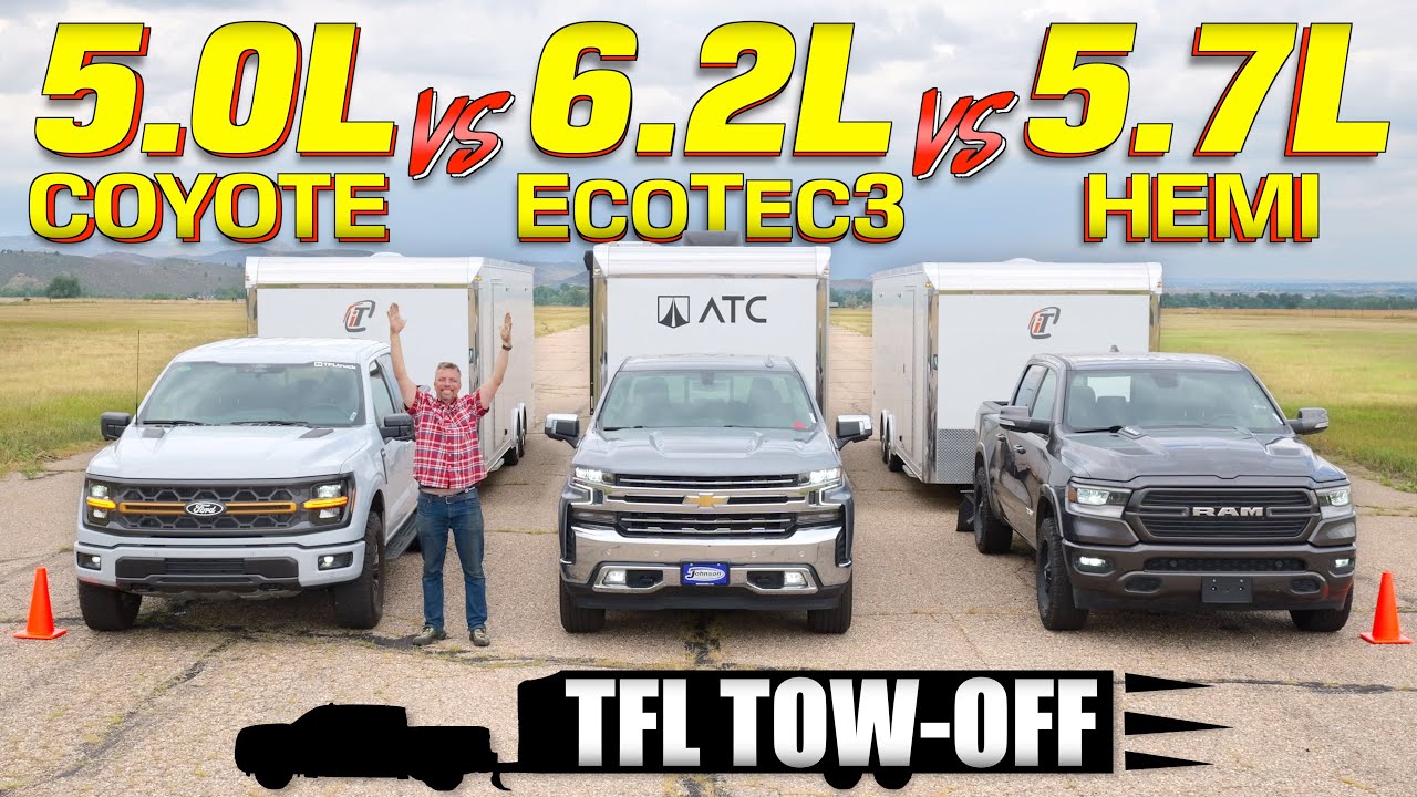V8 Towing Drag Race: Ford vs Chevy vs Ram – Which Of The Big 3 Is the Fastest Half-Ton Towing Truck!