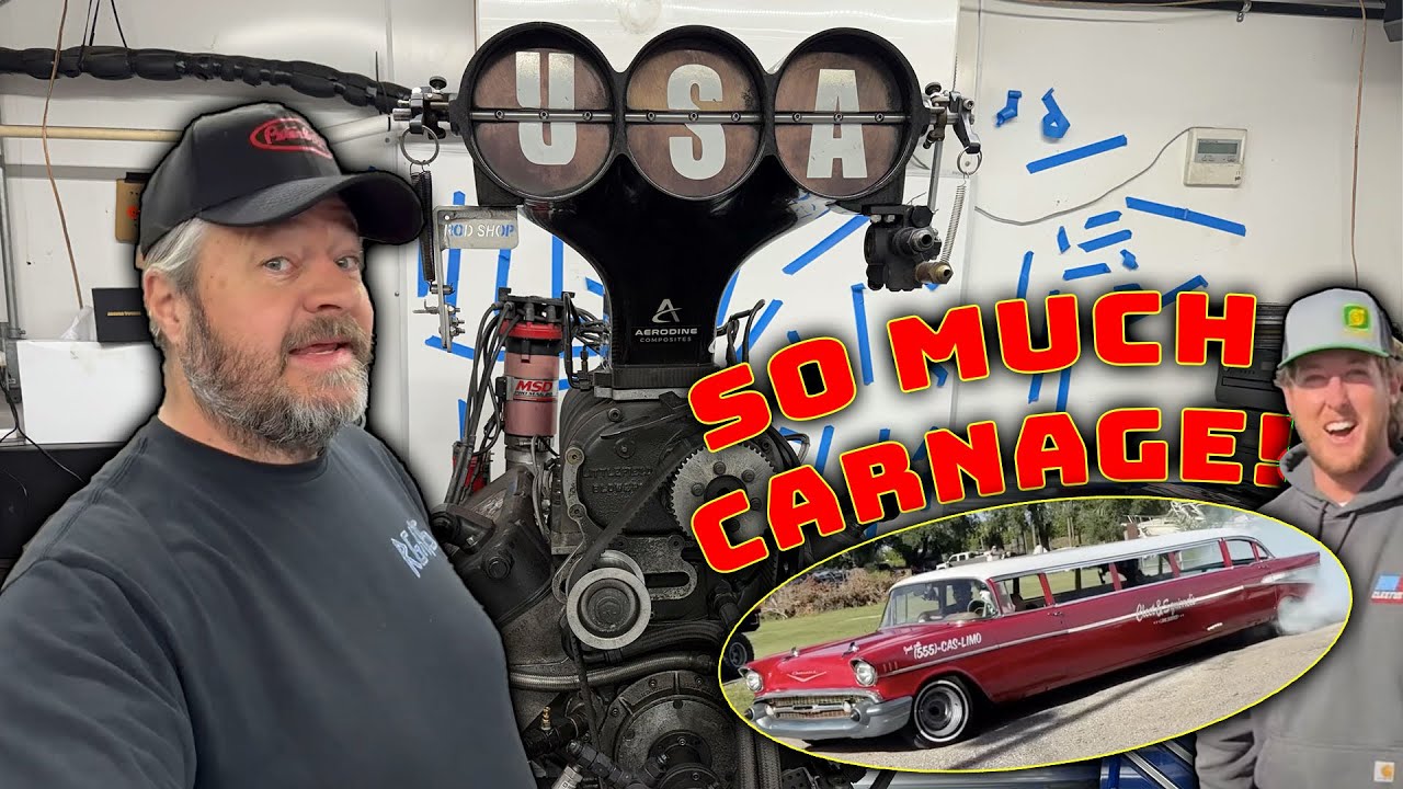 Look at All This Carnage! Cleetus McFarland’s Limo Engine Get’s Pulled Apart At Harrell Engine and Dyno, Plus Mechanical Fuel Inject Tech!
