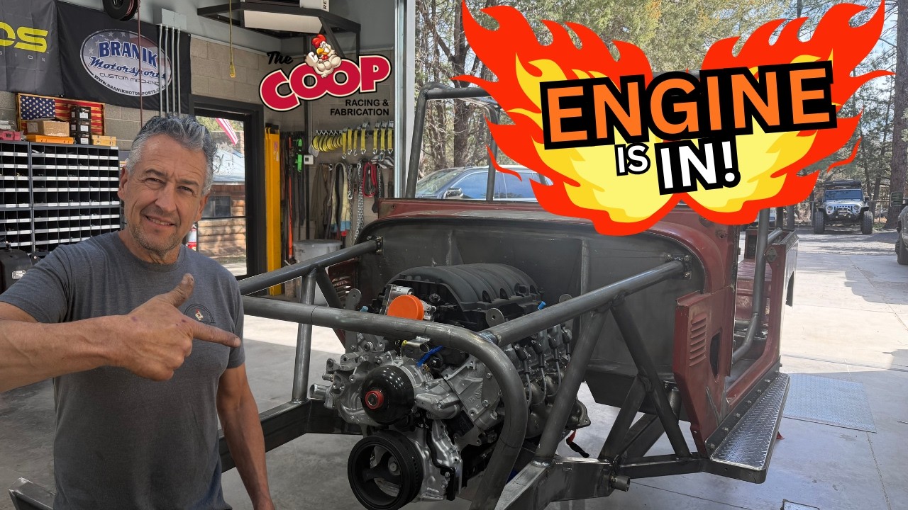 FJ40 Land Cruiser Custom Fabrication: Big Progress, Big Video, Engine & Transmission Mounted + Roll Cage Bracing Complete!