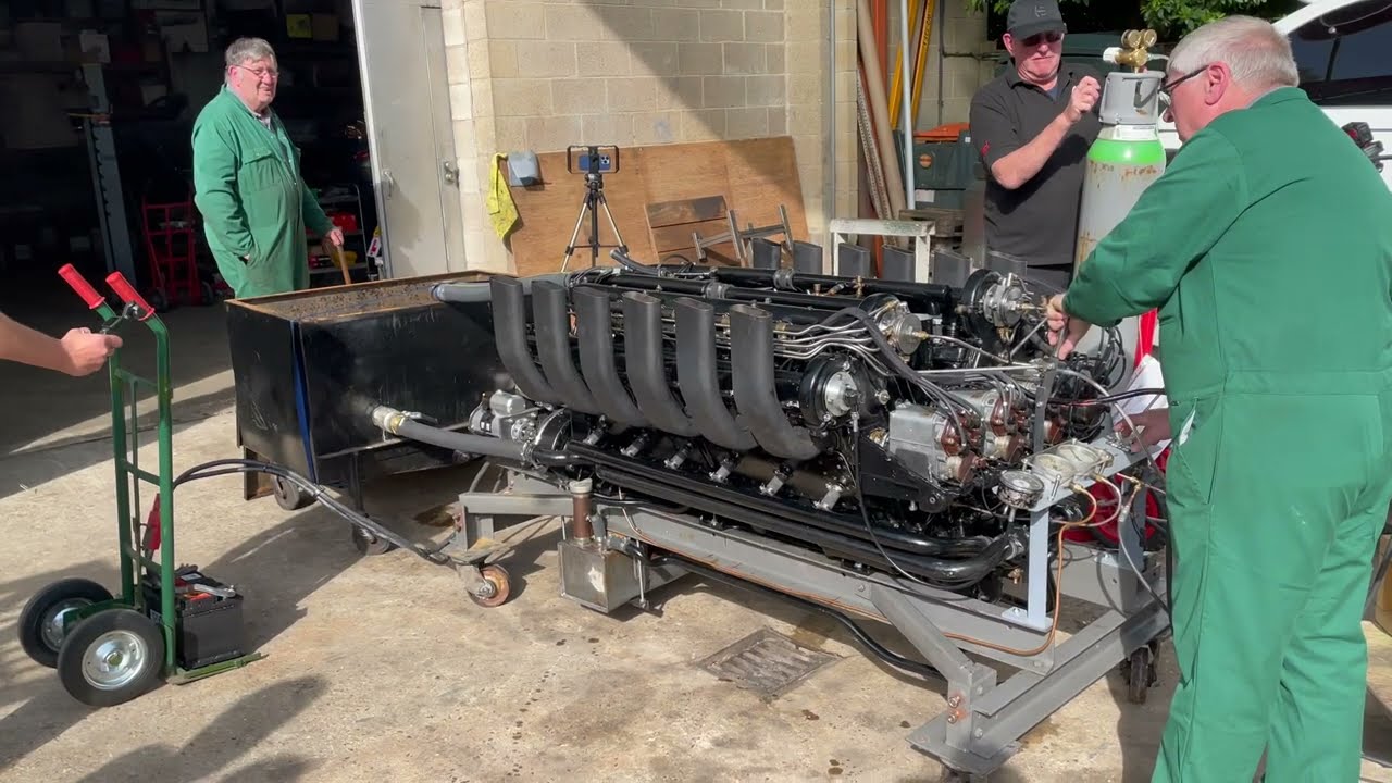 Sunbeam 1000hp: Testing Firing The First Of Two Sunbeam Matabele Engines After 90 Years! This V12 Beast Is 1373 Cubic Inches!