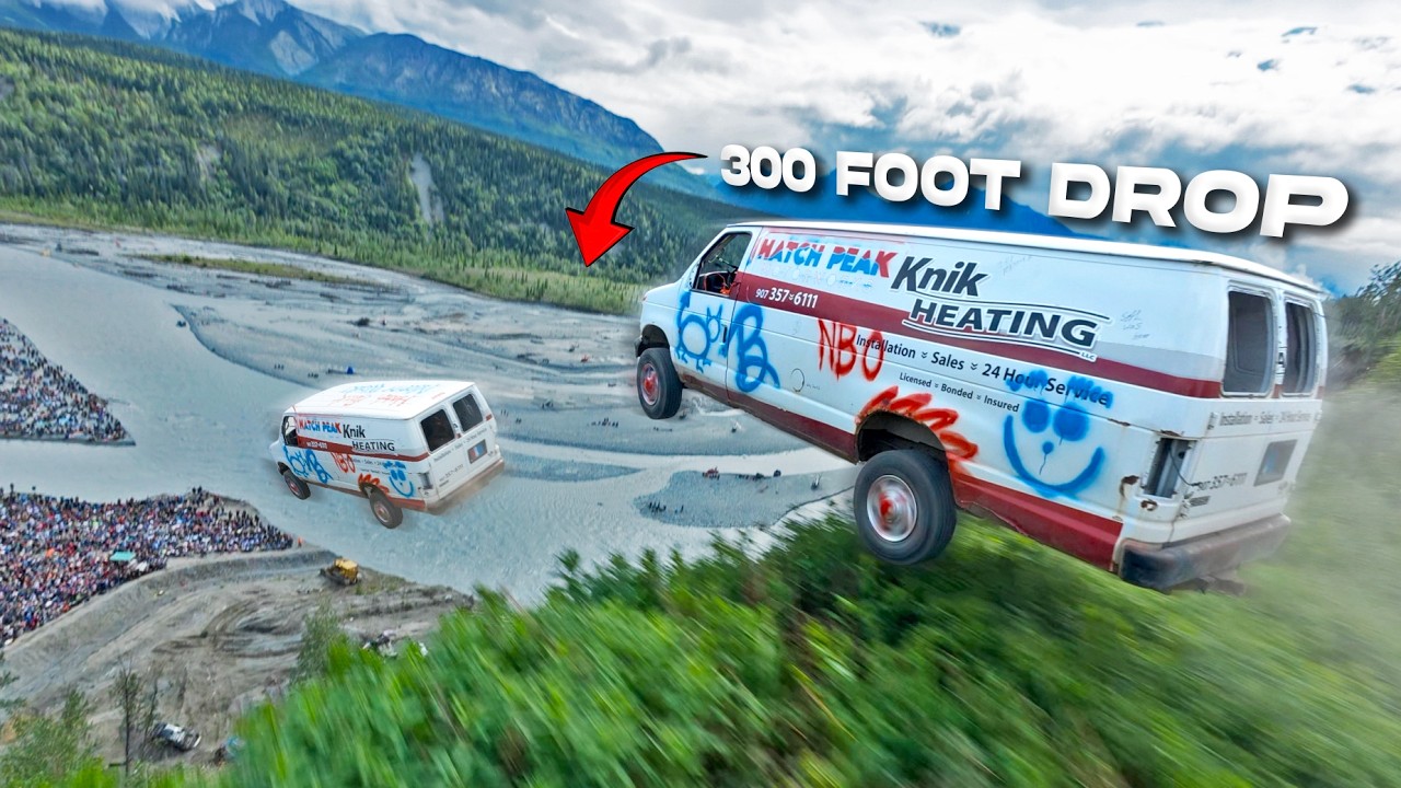 Launching Cars Off the Side of a MOUNTAIN.. 300 Foot Drop! The 4th of July Alaska Car Launch 2026 - BangShift